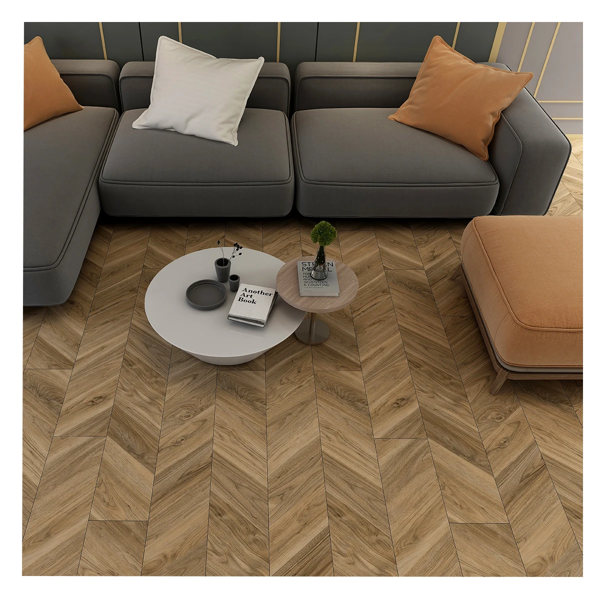 Floor Interlock Click 6.5mm Vinyl SPC Click Flooring Indoor tiles vinyl flooring chevron