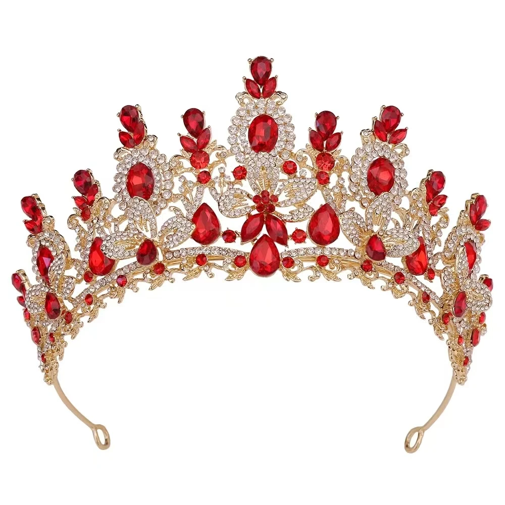 Princess Crystal Pink Tiara for Bridal  Baroque Headpieces Party Bride Tiaras And Crowns Wedding Tiara Bridal Crown  For Girls