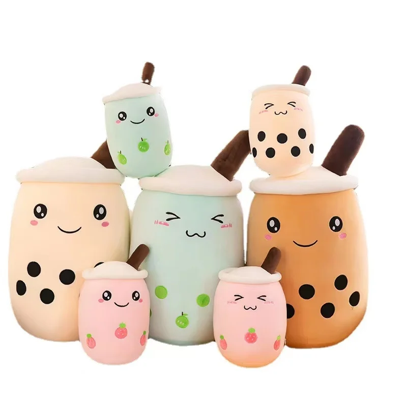 Big size Soft Bubble Boba Peluches Tea Plushie Toy Milk Tea Pearl Cup Plush Pillow Popping Stuffed Boba Plush Toy