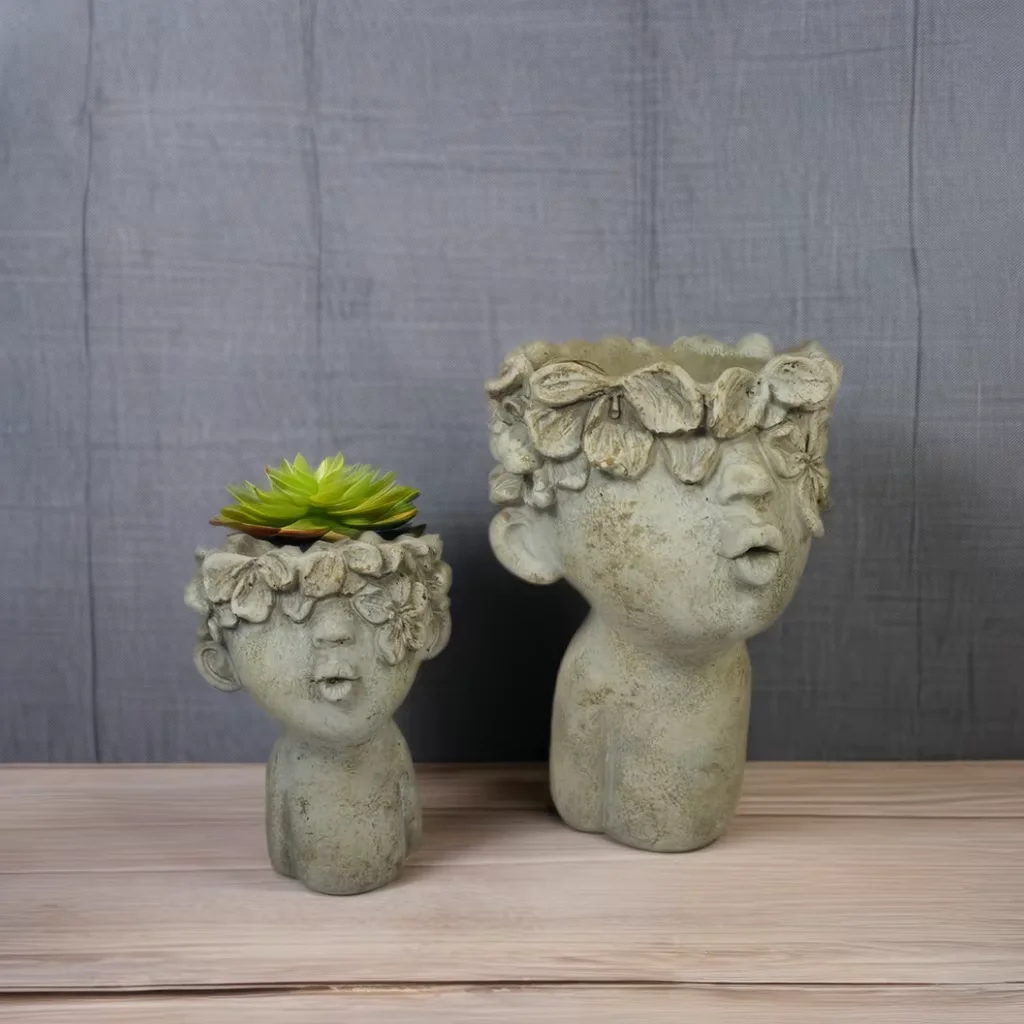 Lianda 3D Design Indoor Nursery Flower Pot Modern Home Decor Cute Boy Garden Flowers Cement Kit Indoor Outdoor Use Large Small
