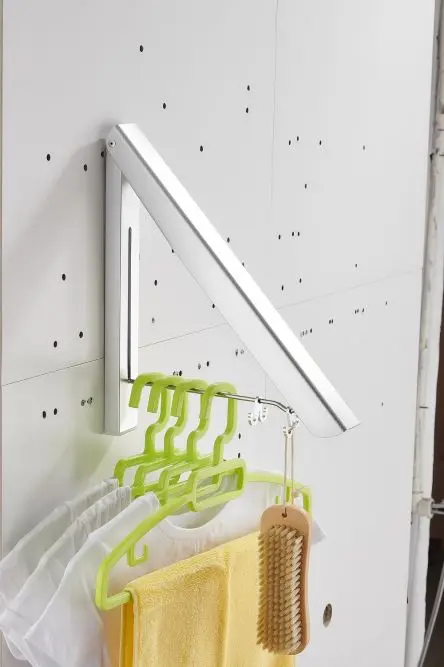 Foldable Home Storage & Organization  Wall Mount Clothing Rack With Shelves Hangers Clothes Racks Rails