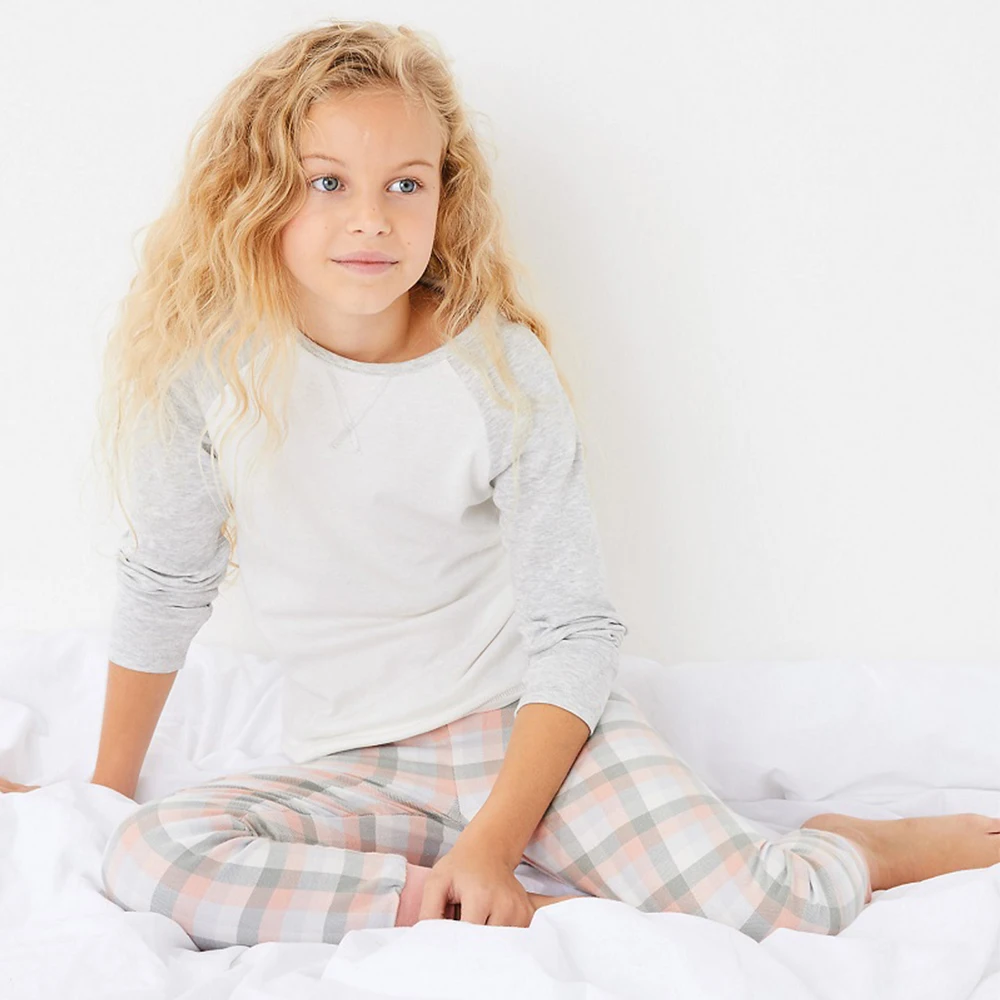 
OEM Service Girls Sleepwear Pajamas Breathable Printed Spring 100% Cotton Girls Sleepwear Tee Leggings Kids Pajama Set 