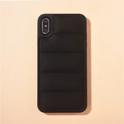 puffer cell leather UV print winter warm  factory down jacket  mold leather custom cell phone case for iphone 12 13 13 pro