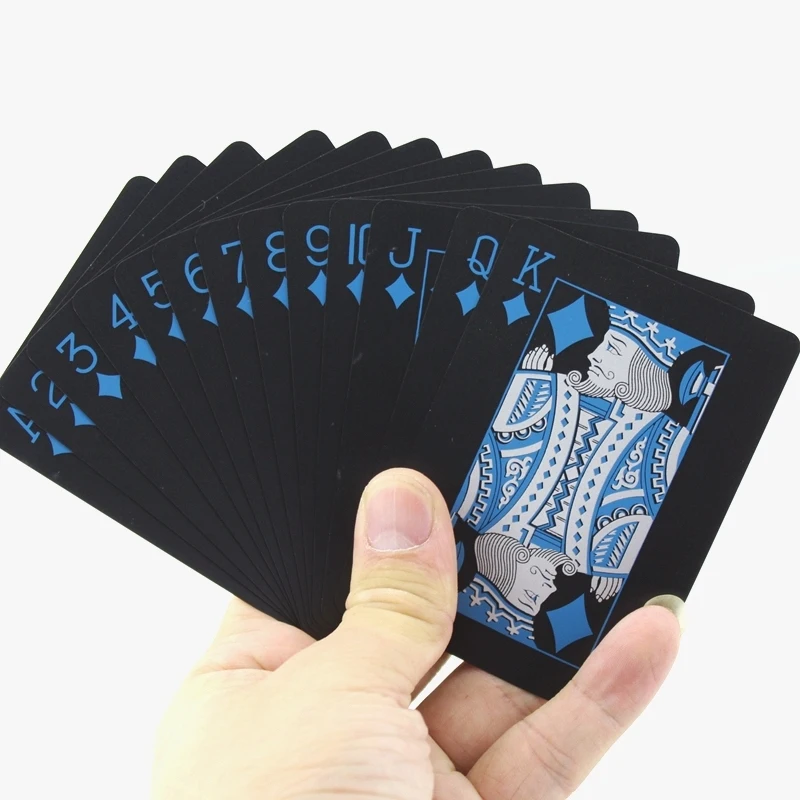 Dropshipping 2 Set Plastic PVC Poker Cards Waterproof Black Playing Cards Creative Gift Durable Poker
