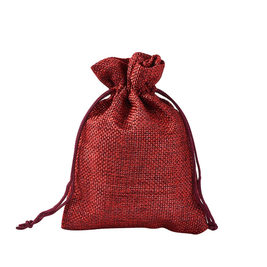 China Promotional gift hemp gift pouch linen 5x7 drawstring burlap jute sacking bag for wedding