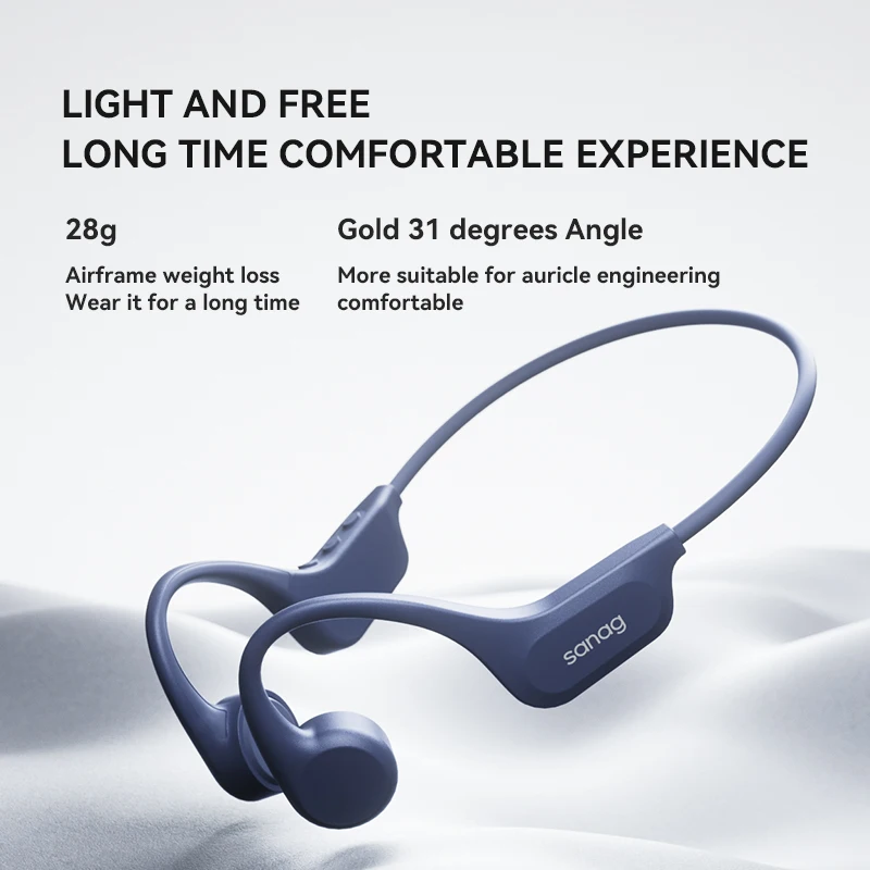 Sanag B60S Wireless Earphones Bone Conduction BT 5.3 Headphones Sports Headset Waterproof with Mic Ear-hook IPX8 TWS Hifi Stereo