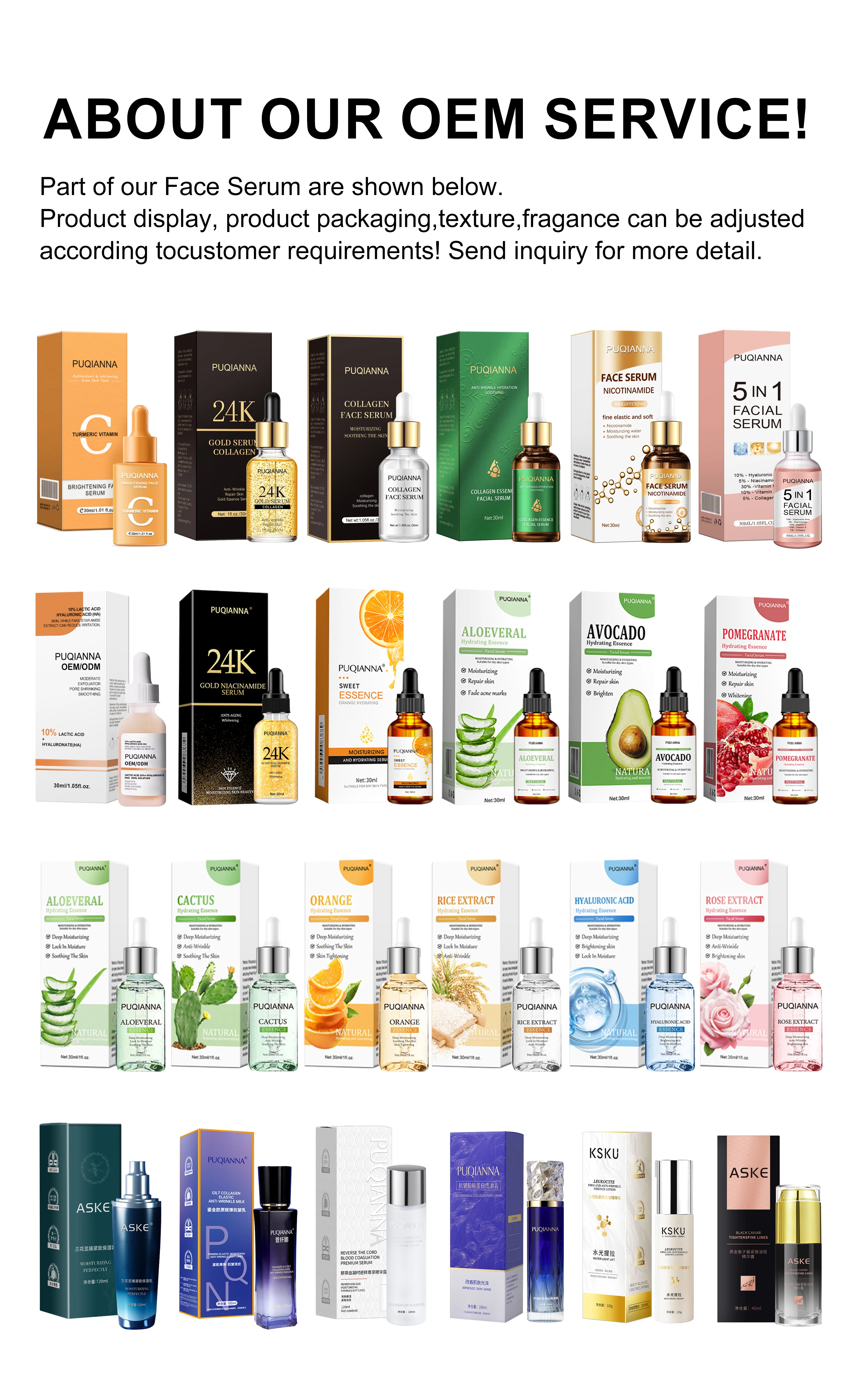 Factory cosmetic Face Care Korea Aloe Serum Beauty OEM Facial C Brightening Serum With Vitamin C Hyaluronic Acid Serum For Face