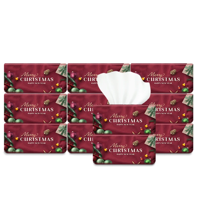 Festive Packaging Car Tissue Napkin Tissue Paper Facial Tissues for Christmas