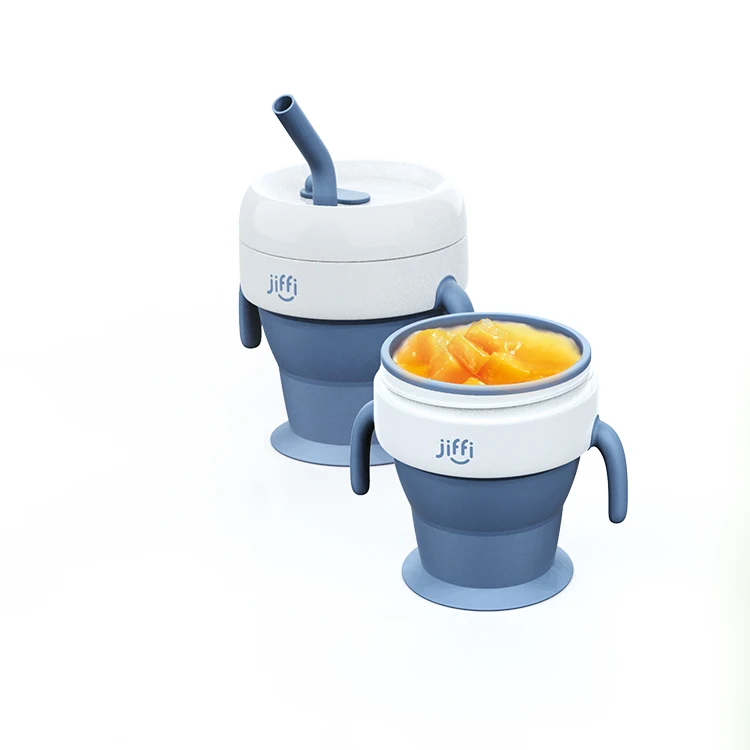 Customized Spill-Proof Collapsible BPA Free Silicone Snack Cups with Lid for Toddlers