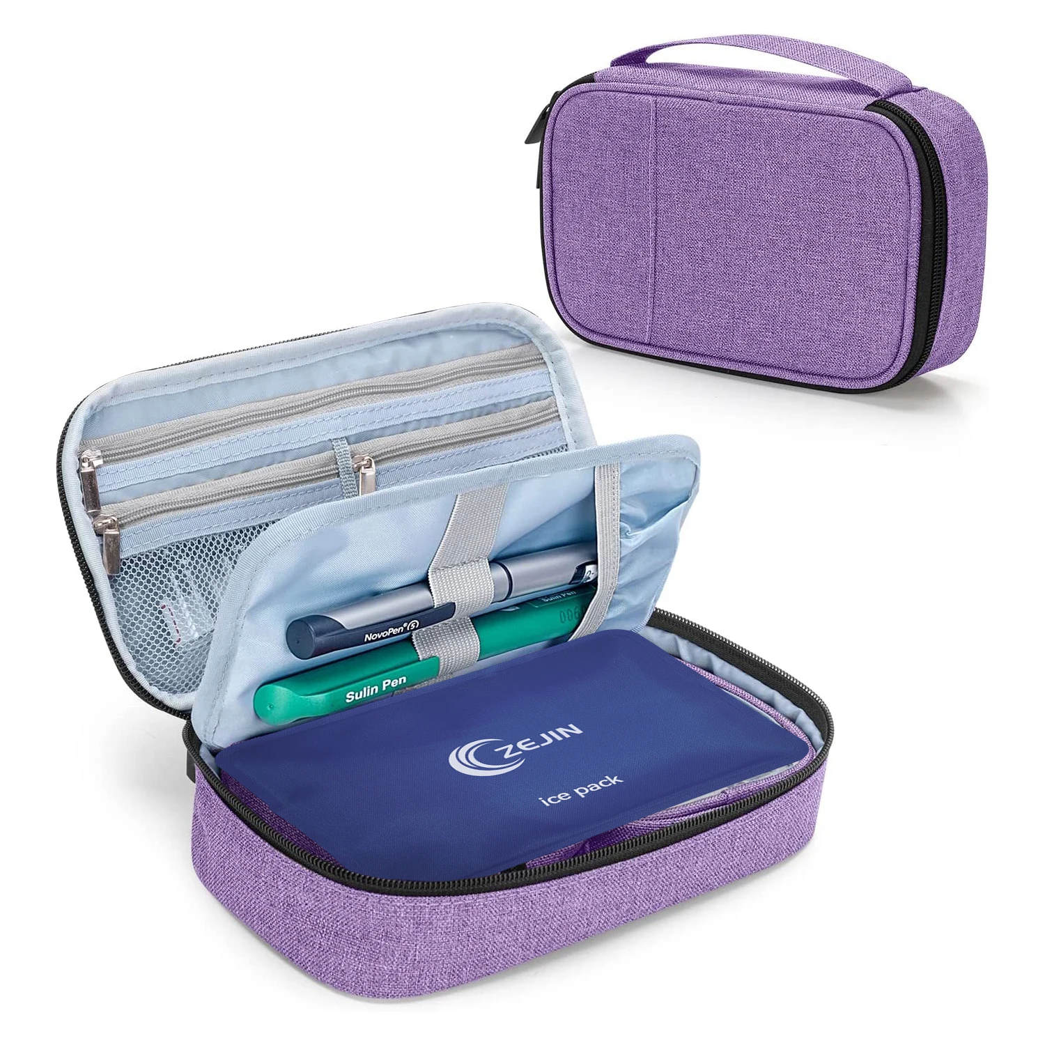 Insulin Travel Cooler Bag with 2 Ice Packs Insulated Cooler Travel Case Diabetic Organizer Medicine Case