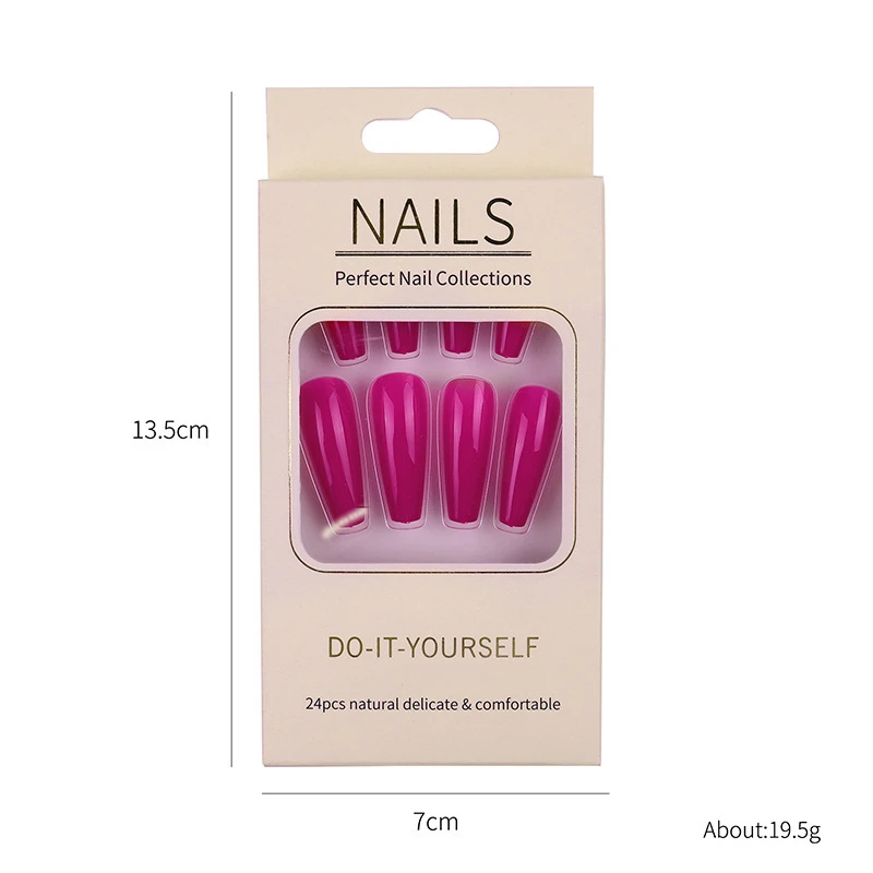 2022 New Full Cover 24 pieces French ballet artificial nail with rhinestone finger nails artificial fingernails design nail tips