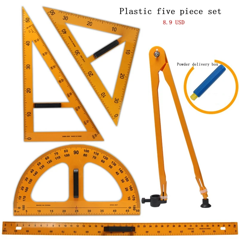 Пластиковый треугольный набор большой полукруг транспортир измеритель линейка Компас для обучения