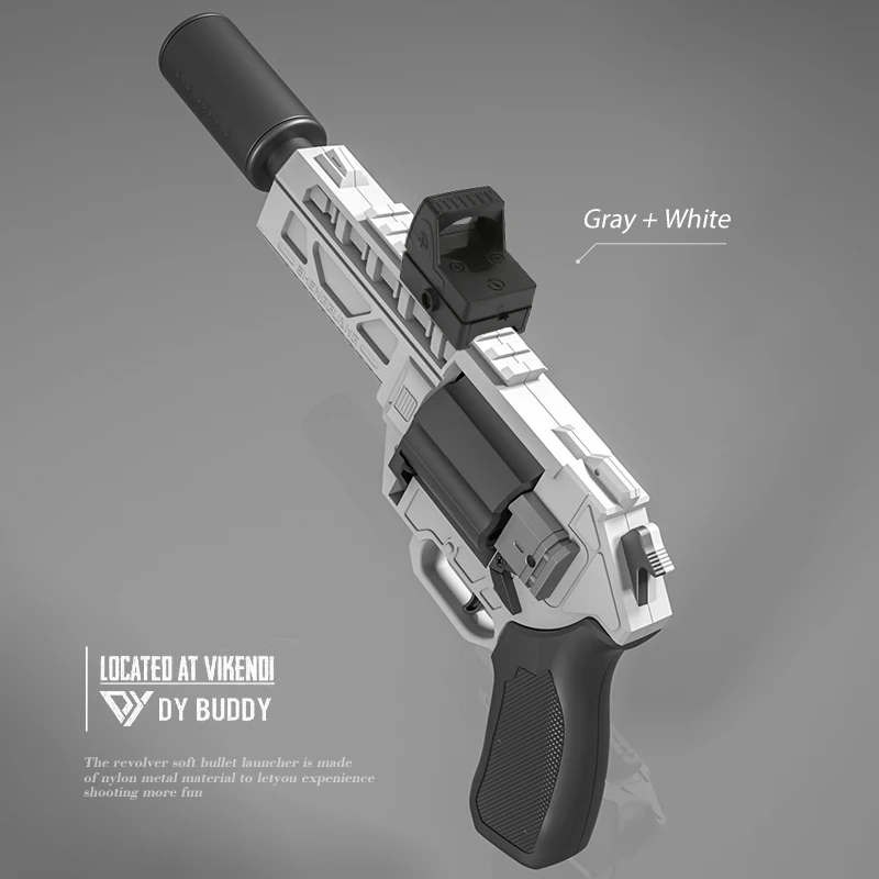 2023 hot sell new kids boy play shooting toys electronic revolver soft bullet gun with muffler