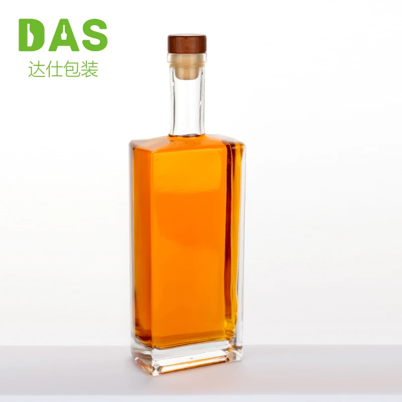 DAS Square empty liquor glass bottle 500ml super flint glass spirit bottle packaging for vodka