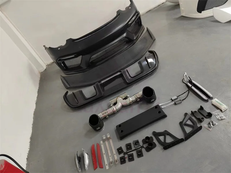 For the Porsche Cayman 987.2 upgrade A style semi carbon fiber front bumper rear diffuser rear spoiler body kit
