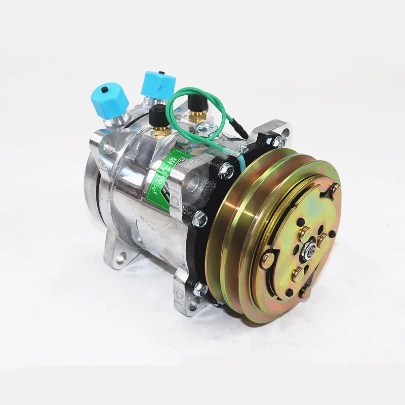 
AC Compressor Sanden sd507 5H11 507 Compressor 12V / 24V 2 Groove V Belt Pulley Tractor Excavator Heavy Duty Truck Hot Rod 