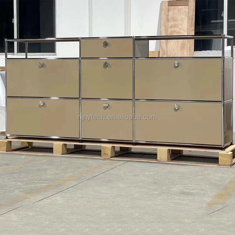Modern fashion stainless steel sideboard module combination side cabinet TV cabinet Korean simple storage cabinet