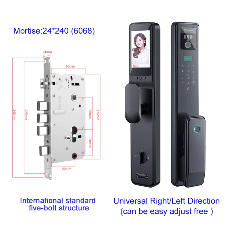 Tuya smart 3D Face Recognition Digital Fingerprint Lock Russian voice Card Wifi App Home Security Door camera Lock