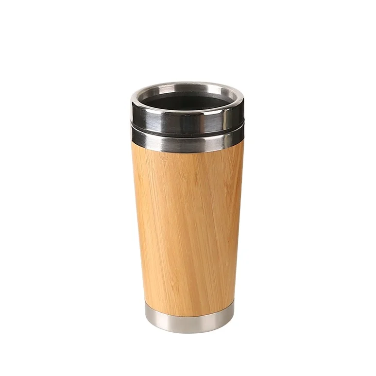 Customized logo promotional gifts 16oz metal stainless steel double wall bamboo mug