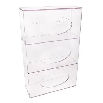 3Mm Clear Side Load Vertical Acrylic Glove Container 10.25W*4D*16H Inches Triple Latex Nitrile Glove Box Holder