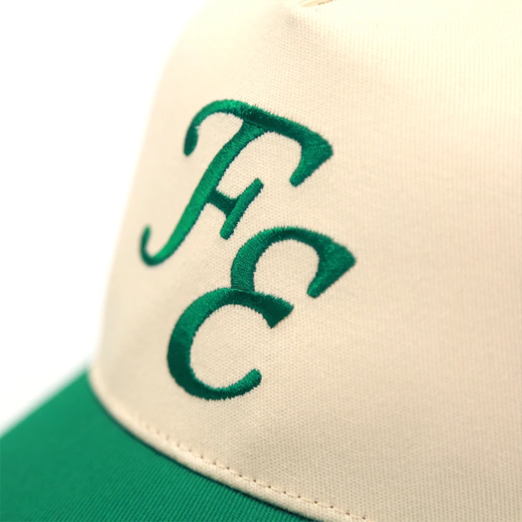 High Quality  Sports Caps Embroidery Logo Design Team Club Two Tone Color 5 Panel Baseball Cap