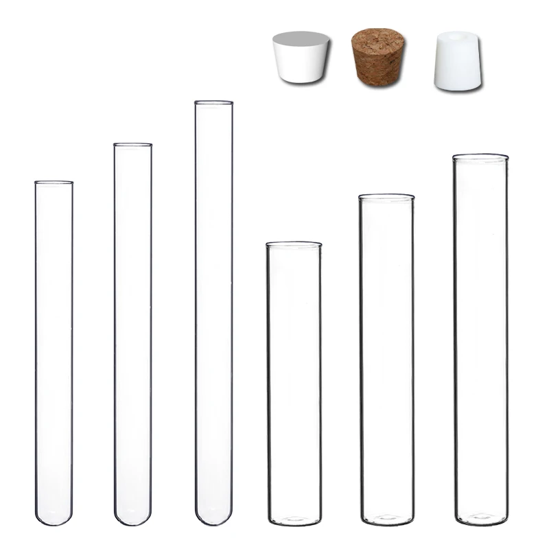 
Chemical laboratory round bottom flat bottom with cork stopper glass test tube 