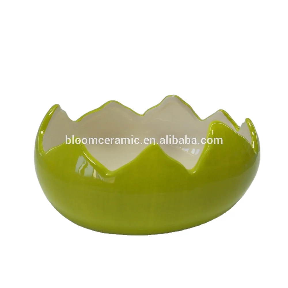 Yellow broken egg handmade cheap ceramic flower pot