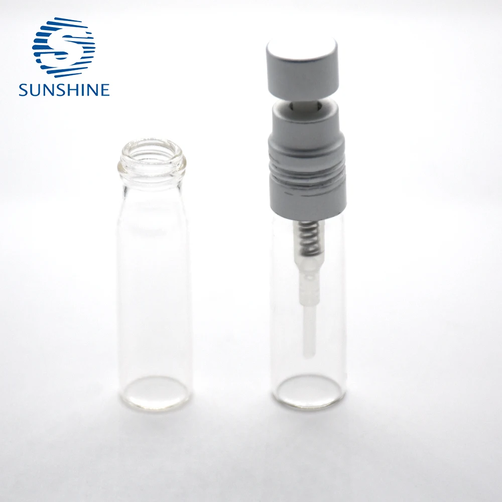 Best price 1ml clear glass sample vial small refill perfume bottle with pump sprayer for travel and party