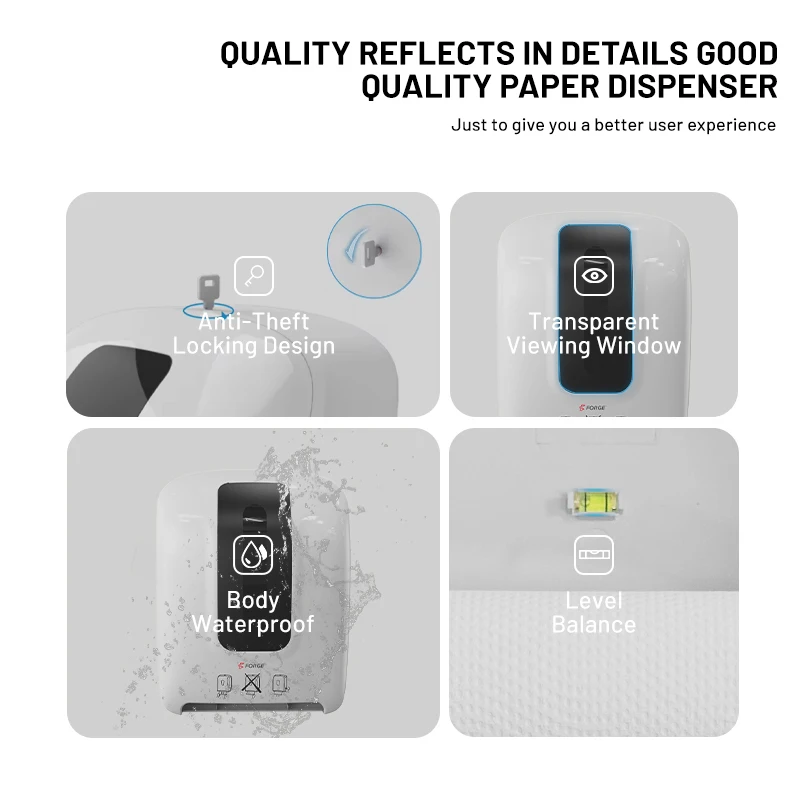 FQ-001 China Supplier Automatic Toilet Paper Towel Dispenser Auto Cut Hand Roll Holder Wall Mounted