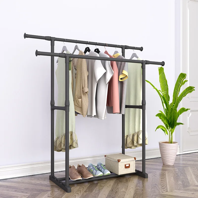 New Floor Hangers For Clothes  Cloth Stand Rolling Metal Silver Square garment Cloth rack
