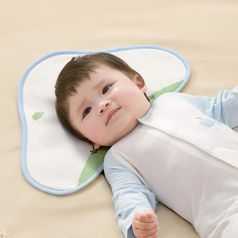2023 Launch of Soft Printed 100% Cotton Cute Animal Shape Newborn Cloud Pillow Head Protection Baby Pillow
