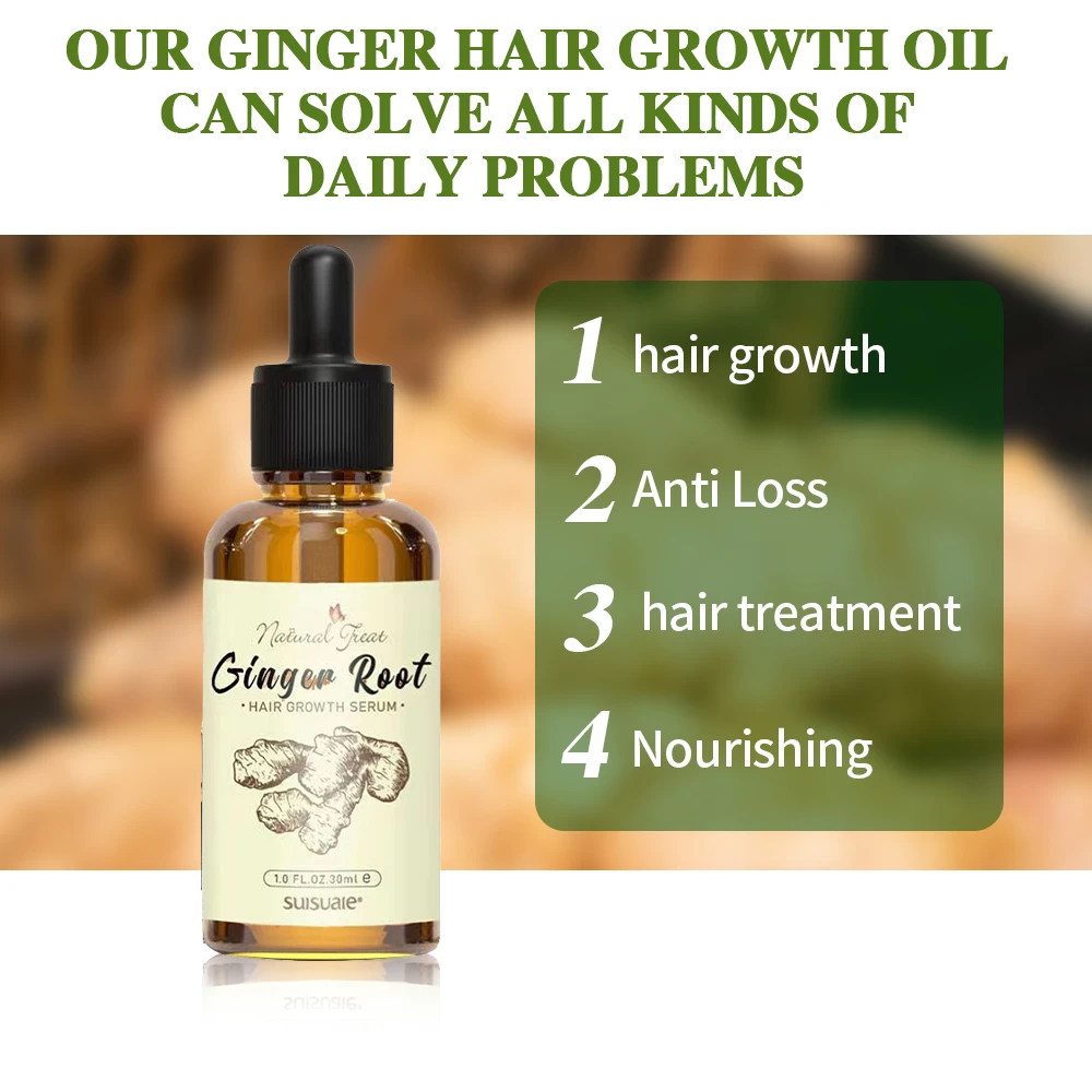 50 Moq Custom Private Label Best Black Women Natural Organic Herbal Ginger Hair Growth Oil Serum For Men Woman
