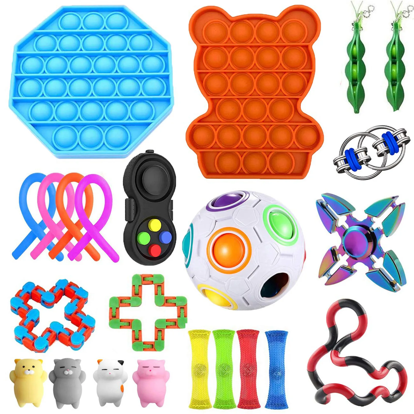 
Fun stress relief tangle pea sensory fidget toys pack set for kids and adults 