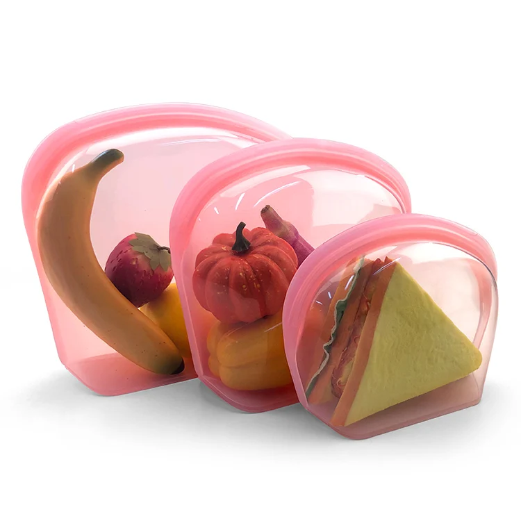 1000ml 2000ml 3500ml Collapsible Organizer Silicone Storage Bags Custom Food Reusable Kitchen Bags