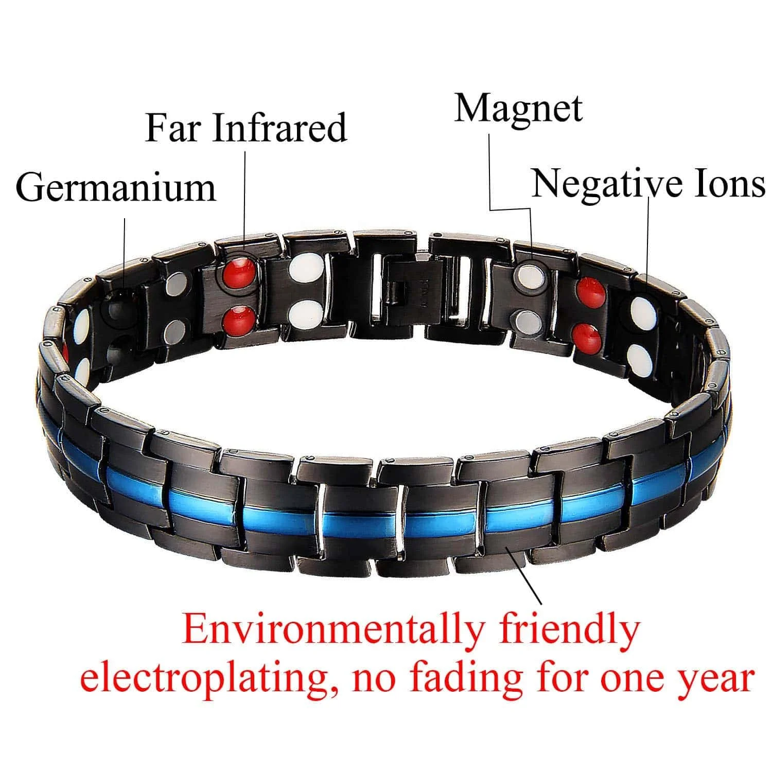 Luxury Silver 24K Gold Plated Titanium Stainless Steel Bracelet Wholesale Germanium Ion Energy Magnetic Men Bracelets Health