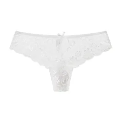 Ladies thong sexy low waist T pants high-end transparent lace hollow girls panties triangle cotton crotch thong