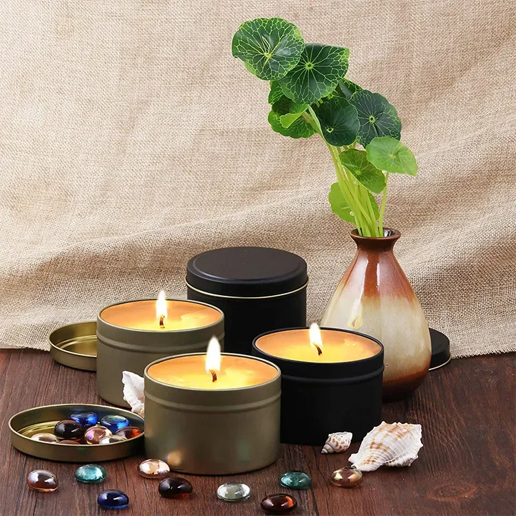 Wholesale 2oz 4oz 6oz 8oz Empty Round Rose Gold Matte White Black Seamless Metal Container/jar/can Candle Tins