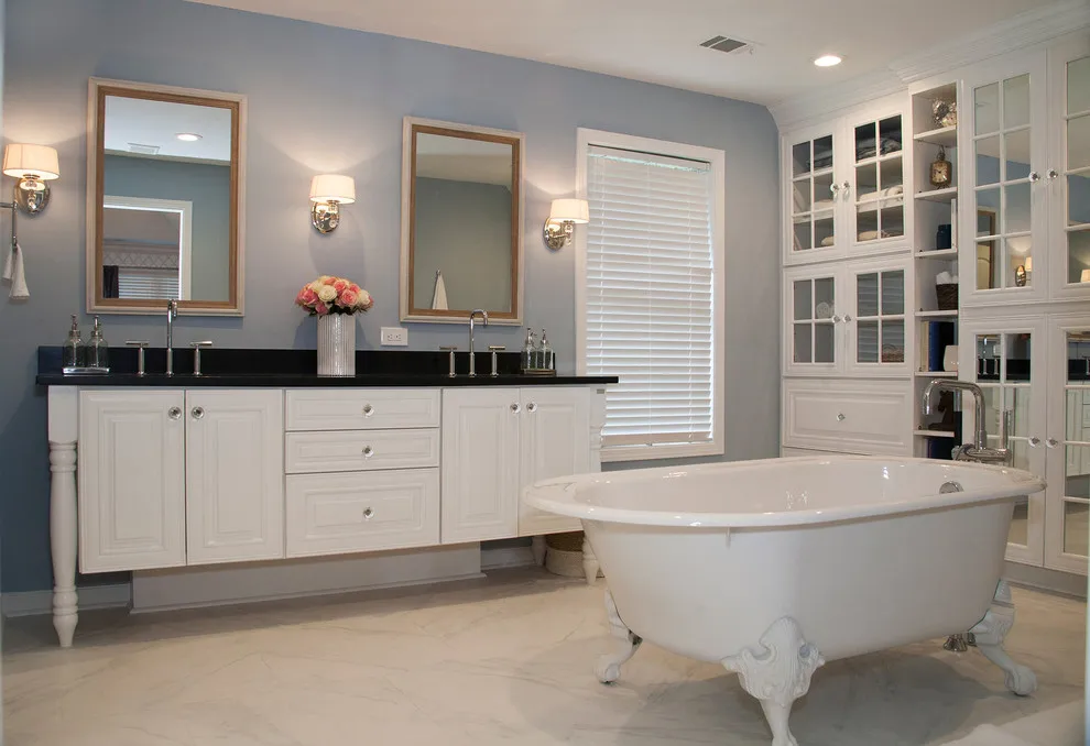 Luxury Australia Standard Calacatta Marble Double Sink Bathroom Cabinets