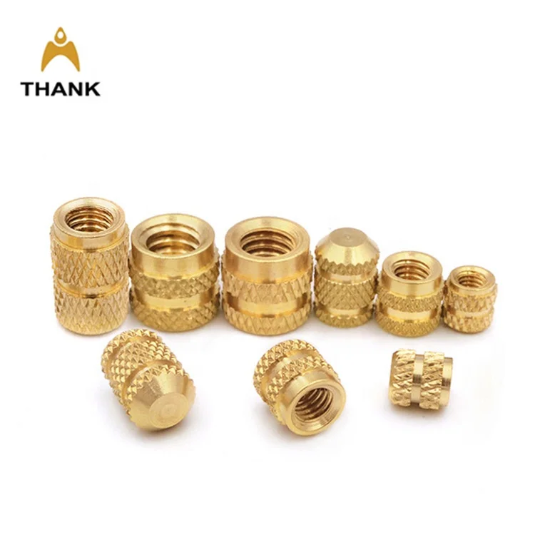 Custom size M1.6 M2 M2.5 M3 M3.5 M4 M5 M6 M8 knurling through hole knurled threaded brass insert nuts for plastic