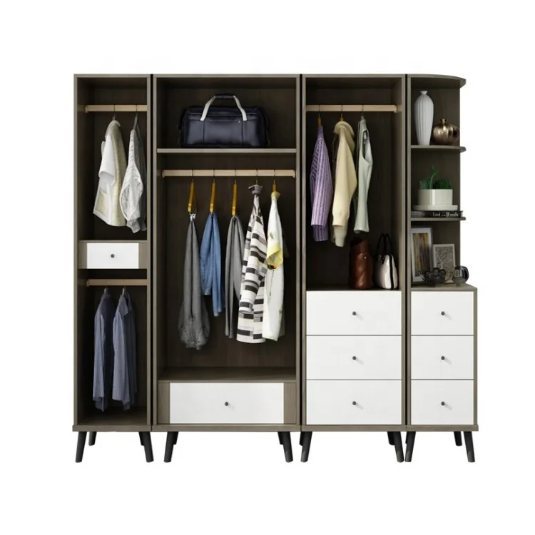 Single Door Wooden Mirror Wardrobe Bedroom Set Small Space Wardrobe