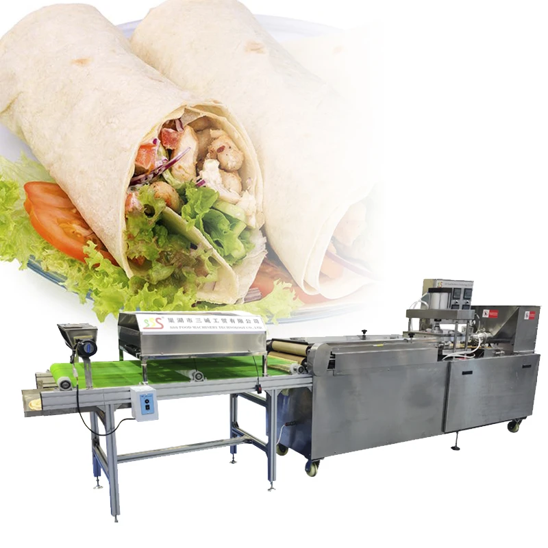 Automatic pita bread line for tortilla roti chapati making machine