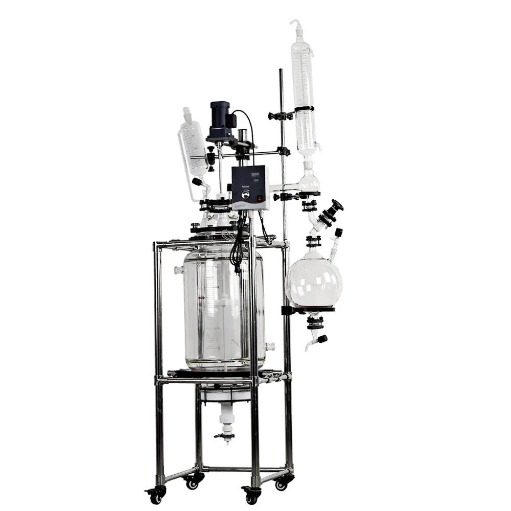
30L Big Cylindrical Glass Hydrolysis Jacketed Glass Reactor 
