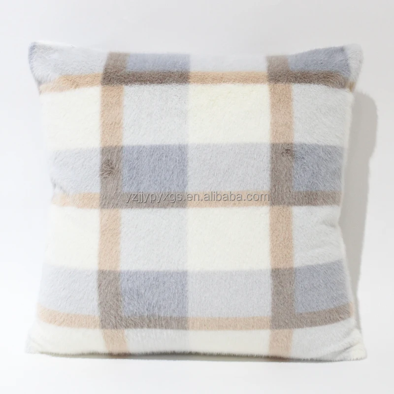 Modern Design Printed Faux Rabbit Fur  Decorative Pillow Living Room Bedroom Throw Pillow Car Sofa Pillow