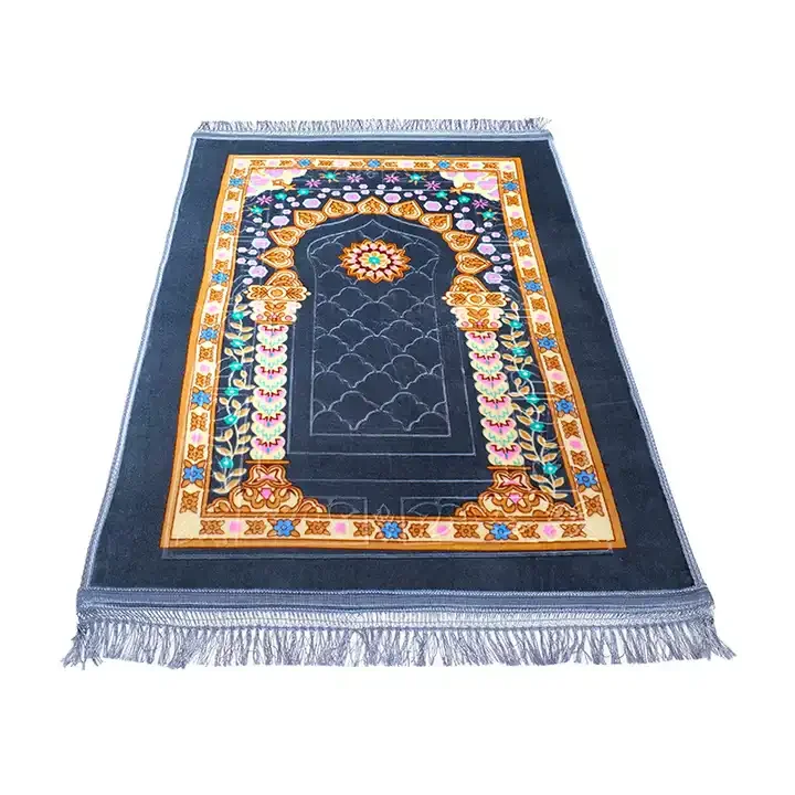 Turkish Velvet  Rug Travel Soft Plush Carpet Thick Portable  Raschel Muslim rug Islamic tassel style Sajadah Soft Prayer Mats