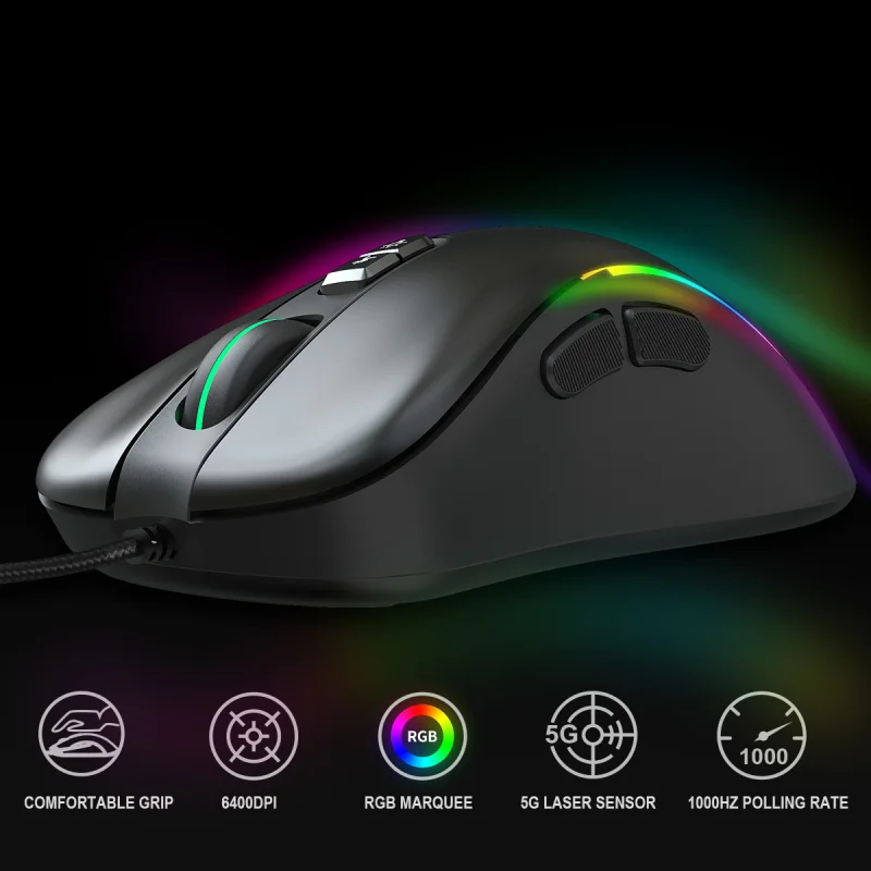 Linkinmi USB wired gaming mouse supports macro programming RGB luminous 6400DPI LK300M desktop Computer Gaming Mouse