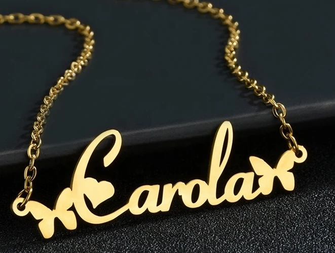 Factory Customized Personalized Stainless Steel Custom Name Jewelry Custom Letter Women Pendant Necklace