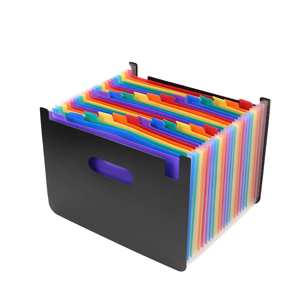 Portable Expandable Cover Hot Pressing Forming Multi-color 24 Pockets Expanding File Folder