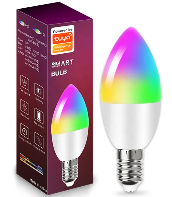 Горячая Zigbee-5W умные лампы Tuya E14 с регулируемой яркостью Wi-Fi светодиодные RGB + CW WW Zigbee Lamp Smart Life Alexa Google Home Голосовое управление