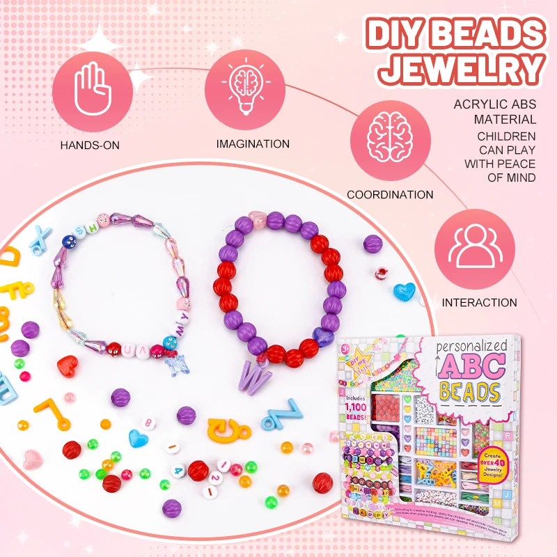 Leemook Kids DIY Bead Jewelry Making Kit Beads for Girls Toys Bead Art and Craft Kits DIY Bracelets Necklace Toy