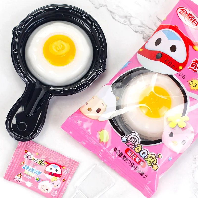 Hot Sale 18G Halal Individually Wrapped Soft Gummy Fried Egg Jelly Candy With Pop Candy